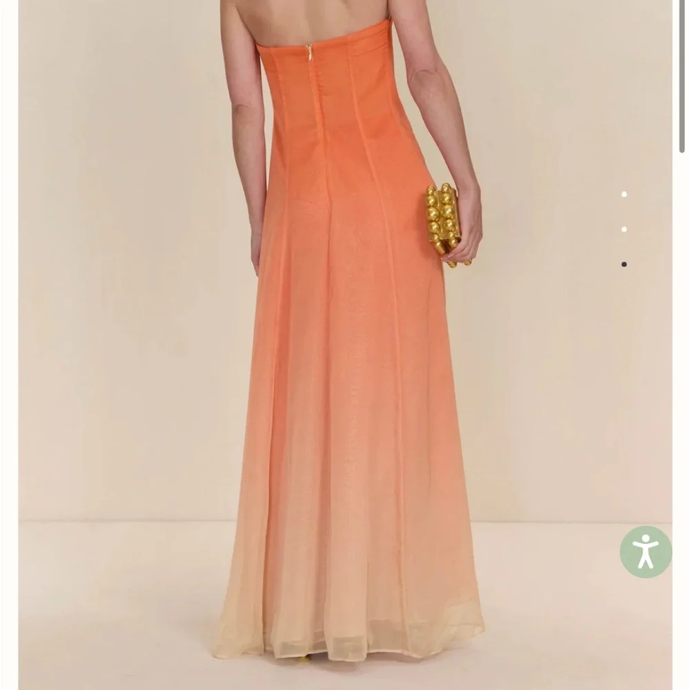 Cult Gaia Janelle Grown Elegant Orange Strapless Evening Gown - Picture 3 of 6